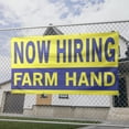 thumbnail image 2 of Now Hiring Farm Hand 13 oz Heavy Duty Vinyl Banner Roustabout Jobs Available General Laborer Help Wanted Sign for Business Indoor/Outdoor Single-Sided with Metal Grommets (3x5 ft, Ye & Bl), 2 of 6