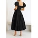 thumbnail image 4 of Vestido PRETTYGARDEN negro con mangas abullonadas y escote cuadrado, talla L grande, 4 of 8