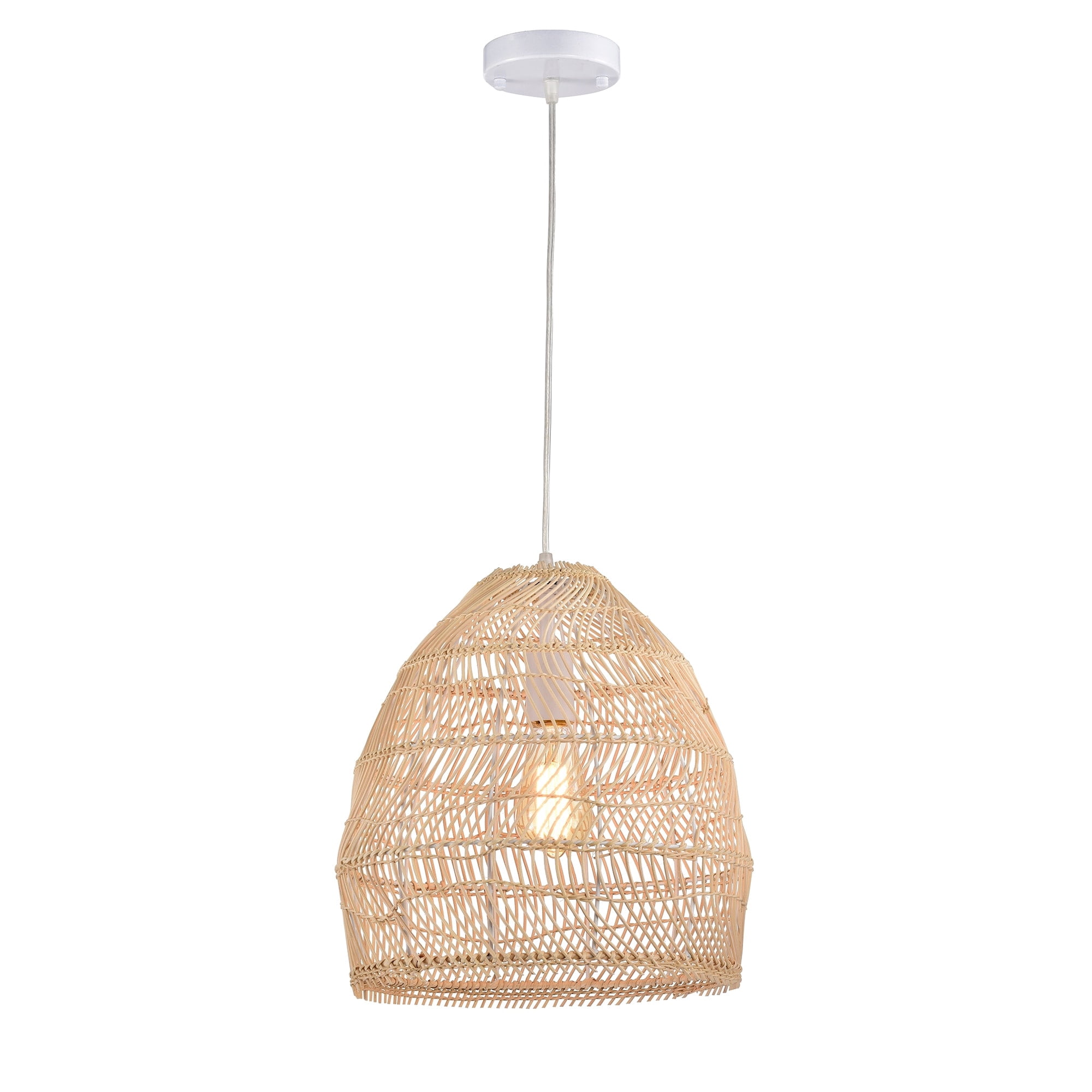 Home Accessories Theo Cream 1-Light Rattan Dome Basket Pendant Light