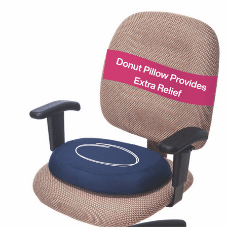 Essential Medical Supply Molded Donut Style Ring Cushion - 14 Inch Navy Chair Pillow Provides Relief for Tailbone, Hemorrhoid Pain and More