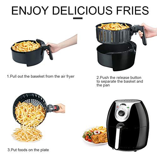 Secura Electric Hot Air Fryer 1700 Watt Extra Large Capacity 5.0 L BBQ Rack and Skewers 5.3 QT Household Low Fat Healthy Hot Air Fryers with Basket and Additional Accessories Recipes 