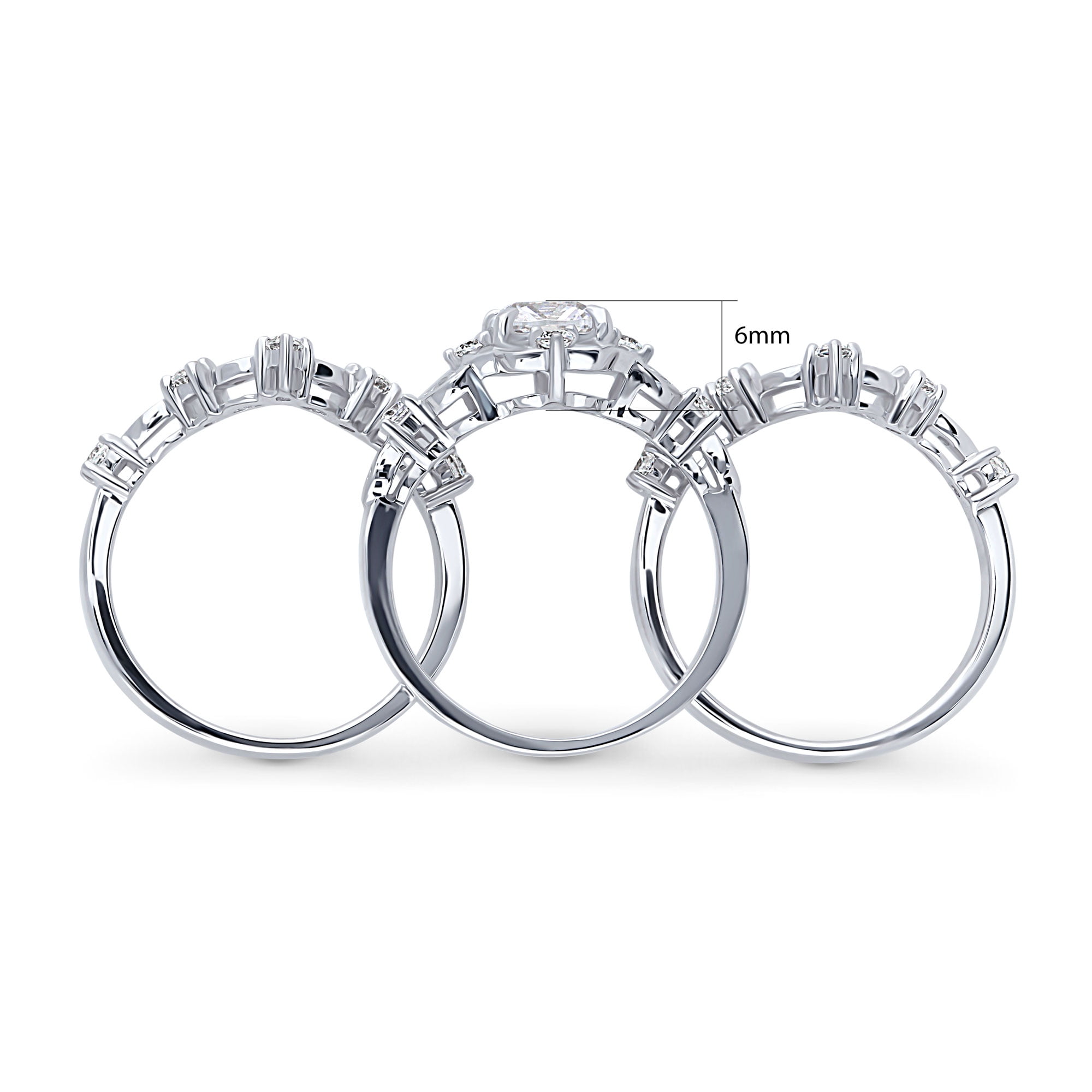 BERRICLE Sterling Silver Halo Wedding Engagement Rings Cushion Cut Cubic Zirconia CZ Wishbone Ring Set for Women, Rhodium Plated Size 10