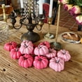 thumbnail image 5 of 6Pcs Assorted Sizes Pink Artificial Pumpkins Fall Decorative Pumpkins Deep Pink Foam Pumpkins for Gifts Fall Halloween Thanksgiving Wedding Baby Shower Farmhouse Table Centerpiece Mantel Decor, 5 of 6