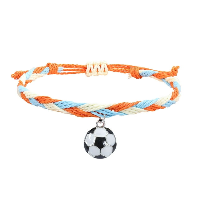 Pulseras de Fútbol Charm Favors Fútbol Negro Rojo Blanco Marrón Pulseras de Fútbol Cuentas Ajustable Inspirational for Teens Adults Sport Birthday Football Favors For