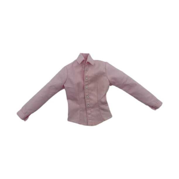 Camisas de manga larga rosa para niña, blusa con botones a la moda, Mini muñeca de Cosplay, Top informal para accesorios de figuras de acción de 12