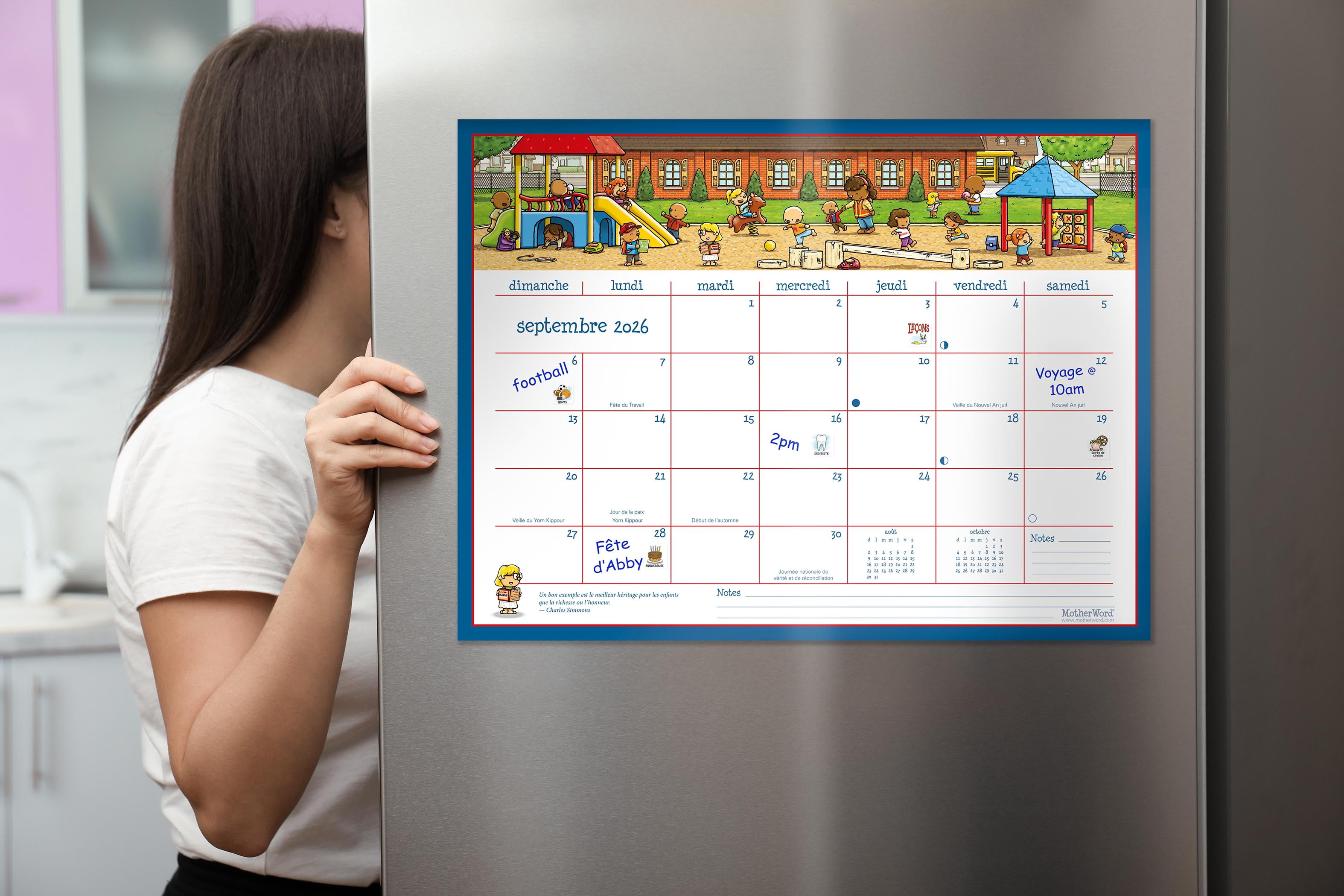 2027 Calendrier mural/de bureau familial Motherword Ultimate, grand format, français