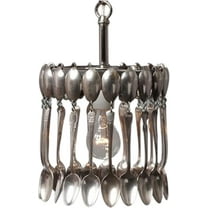Silver Spoon Chandelier, Artisan Hand Made Spoondelier Upcycled, Pendant Fixture