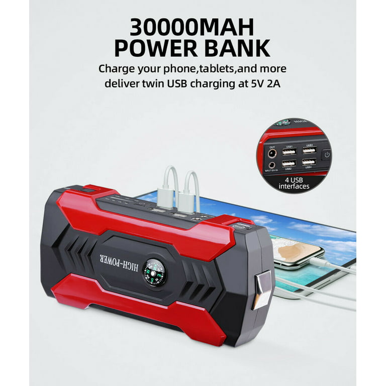 30000mAh Portable Power Bank Car Jump Starter Booster Jumper Box Battery  Charger