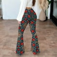 thumbnail image 4 of Cadancy Womens Flare Leggings Boho Vintage Floral Patterned High Waisted Palazzo Yoga Pants Tummy Control Cozy Soft Stretch Trendy Flared Tights, 4 of 9