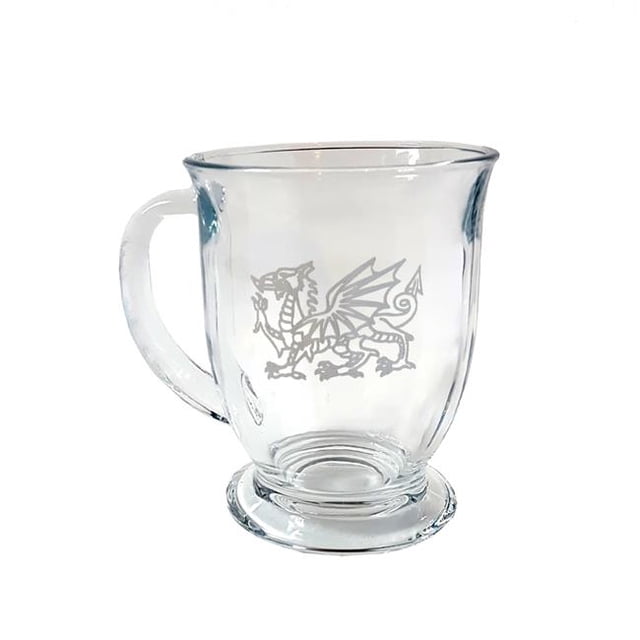 Lyoncraft COWD01 16 oz Welsh Dragon Engraved Glass Coffee Mug