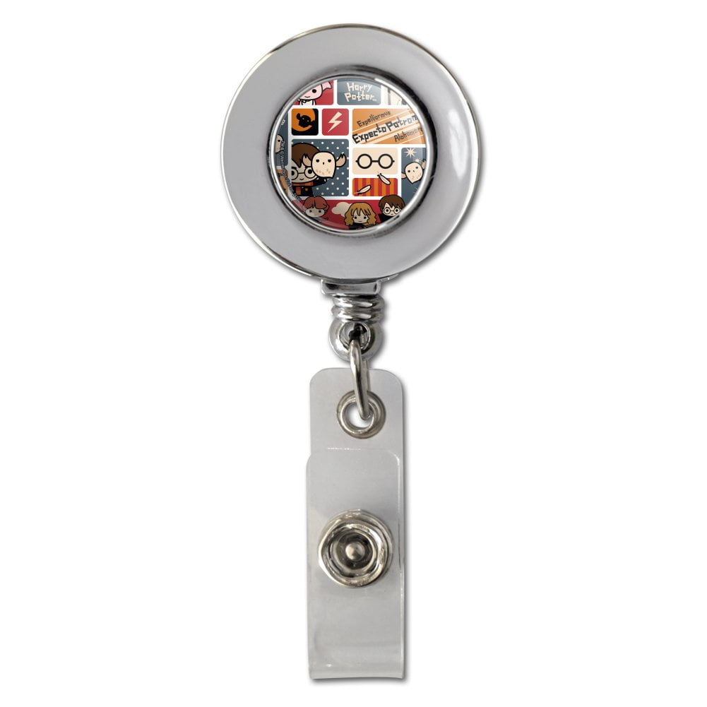 Harry Potter Cute Chibi Pattern Retractable Reel Chrome Badge ID Card Holder  Clip 
