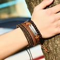 thumbnail image 4 of Mezcla 4 pulseras envolventes para hombres y mujeres, cuerdas de cáñamo, cuentas de madera, pulseras tribales étnicas, pulseras de cuero - Estilo2-Estilo2- Sincero Electrónica, 4 of 4