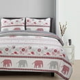 thumbnail image 1 of Ensemble de Courtepointe 2 Pièces Éléphants Rouges, Léger 100% Microfibre, Jumeau, 1 of 2