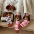 thumbnail image 3 of Fluffy Cozy Plush Soft Slipper Socks for Fall Winter Gifts Warm Sleeping Home 5/6 Pairs, Tan, 6-11, 3 of 5