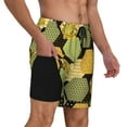 thumbnail image 2 of Kdxio Bee Honey Print Men'S Swim Trunks With Compression Liner 7 Inch Inseam Quick Dry Swim Shorts, 2 of 7