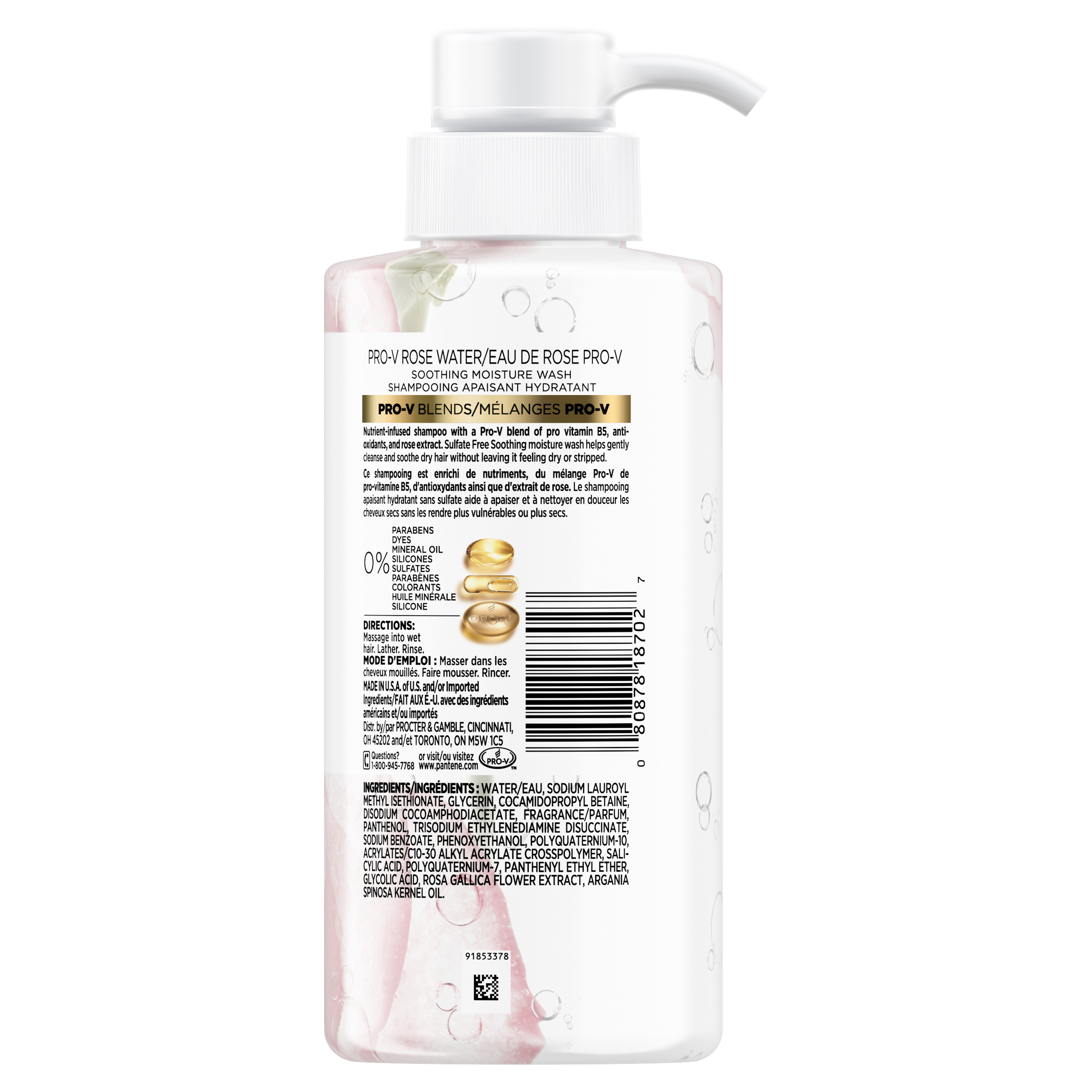 Pantene Pro V Moisture Shampoo Blends Rose Water Sulfate Free 10 1 Fl Oz Walmart Com Walmart Com