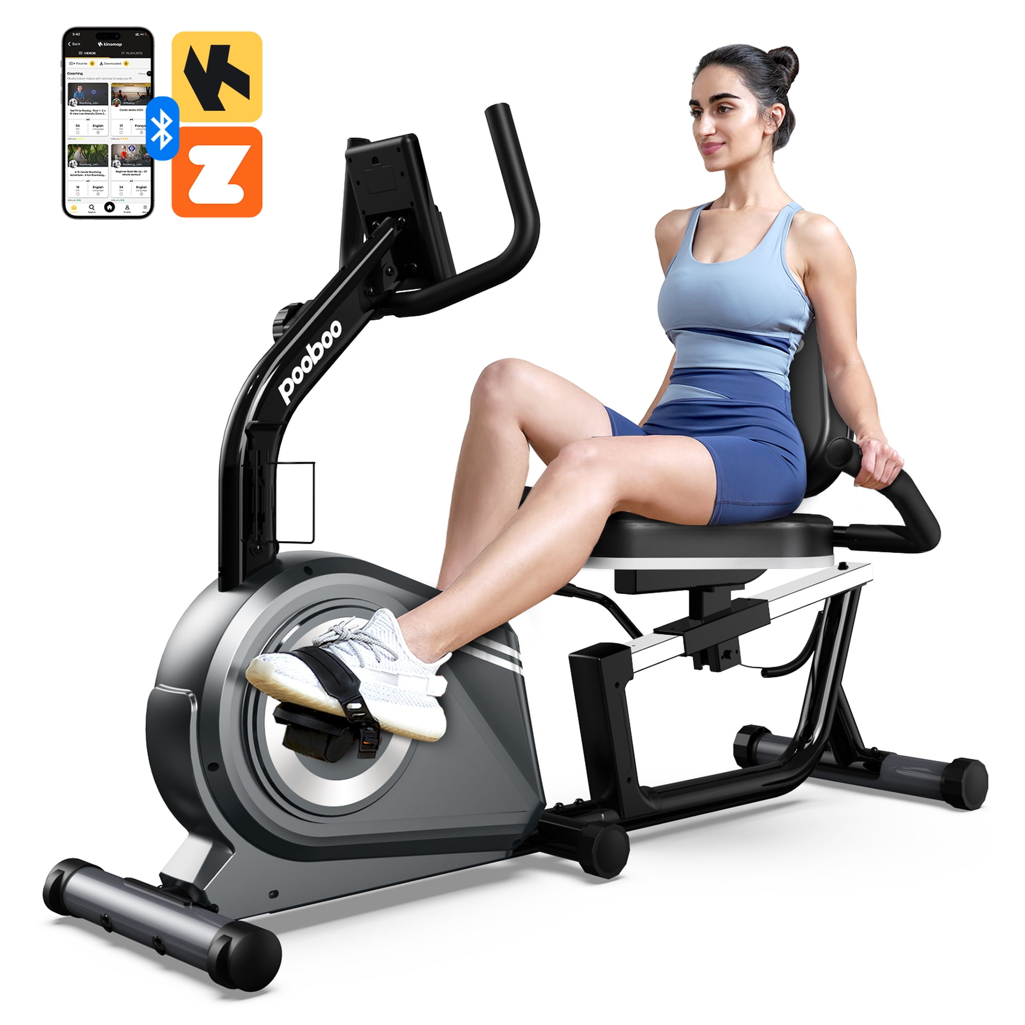 HASIMAN Indoor Recumbent Exercise Bike Magnetic Resistance Workout Bike Sit Down Stationary Bicycle with Adjustable Seat & Luminous Monitor for Gym Seniors Adults 350LBS