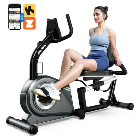 HASIMAN Indoor Recumbent Exercise Bike Magnetic Resistance Workout Bike Sit Down Stationary Bicycle with Adjustable Seat & Luminous Monitor for Gym Seniors Adults 350LBS