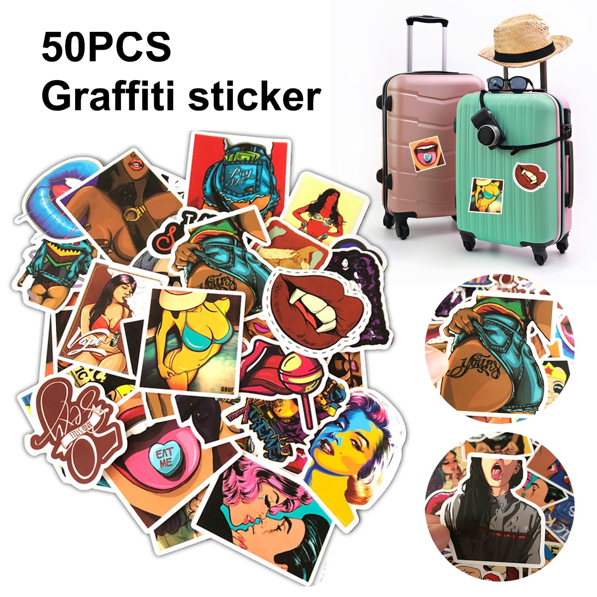 50PCS Cartoon Stickers for Phone Laptop Luggage Skateboard Wall Decor Graffiti 50PCS Cartoon Stickers for Phone Laptop Luggage Skateboard Wall Decor Graffiti