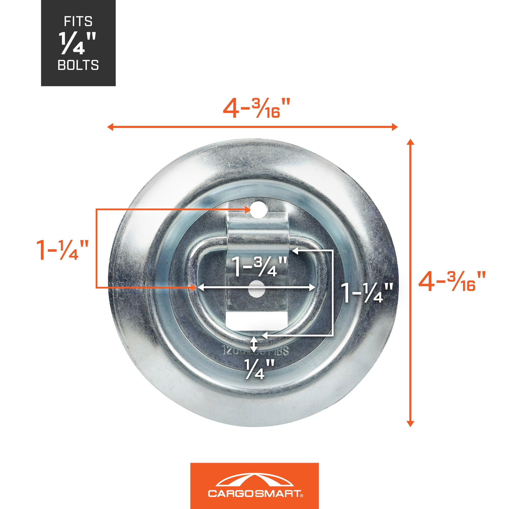 CargoSmart Surface Mount Light-Duty D-Ring, 4-Pack