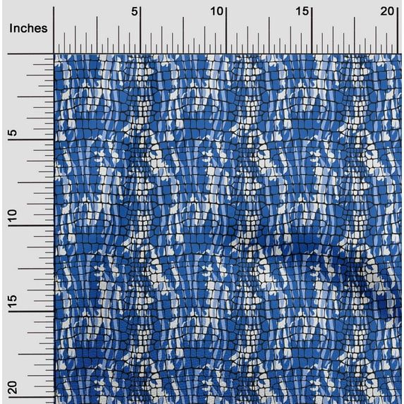 oneOone Cotton Cambric Blue Fabric Crocodile Animal Skin Sewing Craft Projects Fabric Prints By Yard 56 Inch Wide