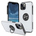 thumbnail image 2 of For Apple iPhone 14 Pro (6.1") Hybrid Military Grade with Flat Metal Ring Stand 360° Rotation Kickstand Hard PC Back Slim Phone Case Cover by Xpression - Silver, 2 of 8