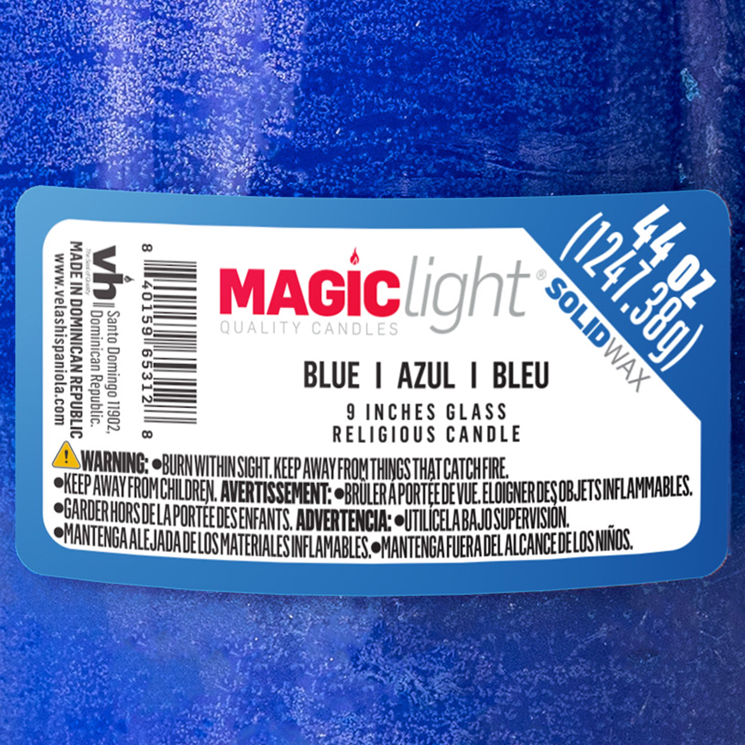 (2 pack) MagicLight Religious Candles 44 oz - Clear Glass Jar, Unscented Blue Wax