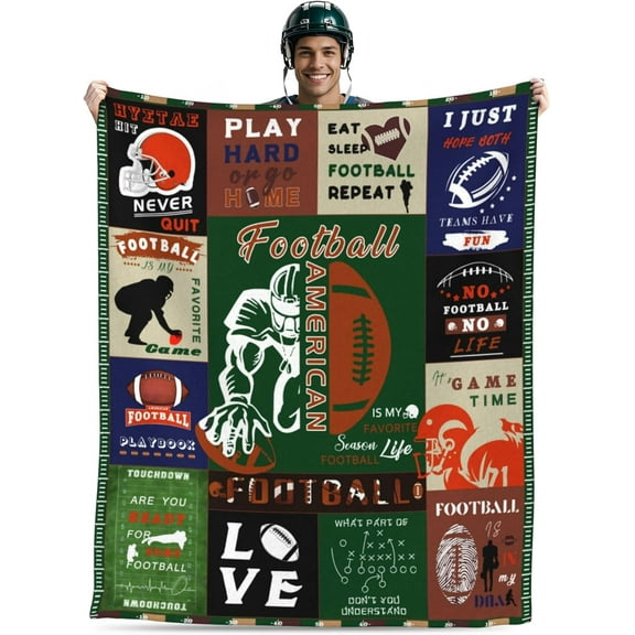 Gifts for Football Players/Lovers,Football Accessories, Football Coach Gifts, Football Gift for Men Women, Football Team Gifts, Football Blanket 50'' x 60'' (Football Blanket, 50'' x 60'')