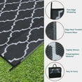 thumbnail image 4 of Bibana 5ft x 8ft Outdoor Rug, Reversible Waterproof Plastic Straw Mat for Patio, Deck, RV, Porch, Balcony & Backyard, Indoor/Outdoor Floor Carpet (Black), 4 of 7