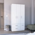 thumbnail image 3 of Depot E-Shop Armoire Wardrove 71", 4 Doors, Hanging Rod, 3 Cabinets, 6 Shelves, White, 3 of 5