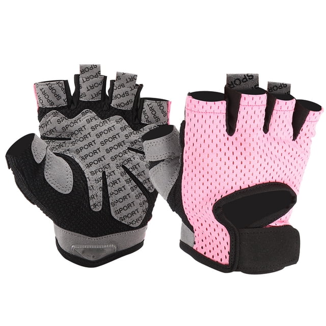 Guantes de levantamiento de pesas unisex de medio dedo, antideslizantes, con soporte para muñecas para entrenamiento con mancuernas, talla L