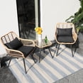 thumbnail image 6 of JOIVI 3-Piece Patio Set, Outdoor Wicker Conversation Bistro Sets for Porch, Backyard with Square Glass Top Coffee Table, Cushions and Lumbar Pillows, 6 of 10