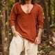 thumbnail image 2 of Mens Shirts Deep V-Neck Long Sleeve T-Shirt Tee Blouse Top Casual Muscle, 2 of 8