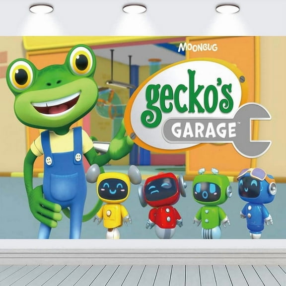 Gecko's Garage Backdrop Banner Party Supplies Poster Movie Theme Background for Photography Birthday Decorations