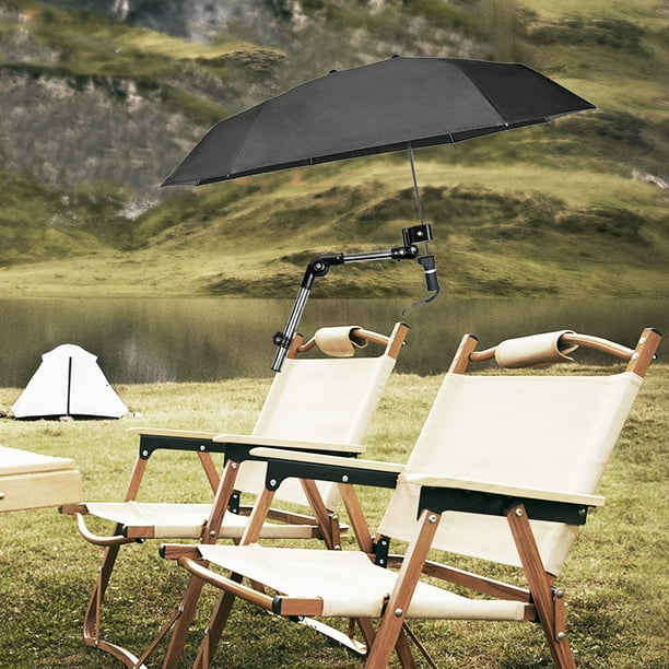 koolsoo Beach Chair Umbrella with Clamp Adjustable Waterproof Folding Sun Umbrella Black Black Single Layer Walmart