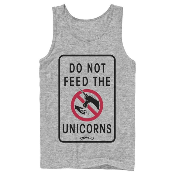 Men's Onward Do Not Feed Unicorn Warning  Tank Top Athletic Heather X Large