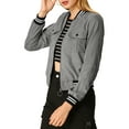 thumbnail image 5 of MODA NOVA Juniors Stand Collar Long Sleeve Zip up Flap Pocket Bomber Jacket, 5 of 7