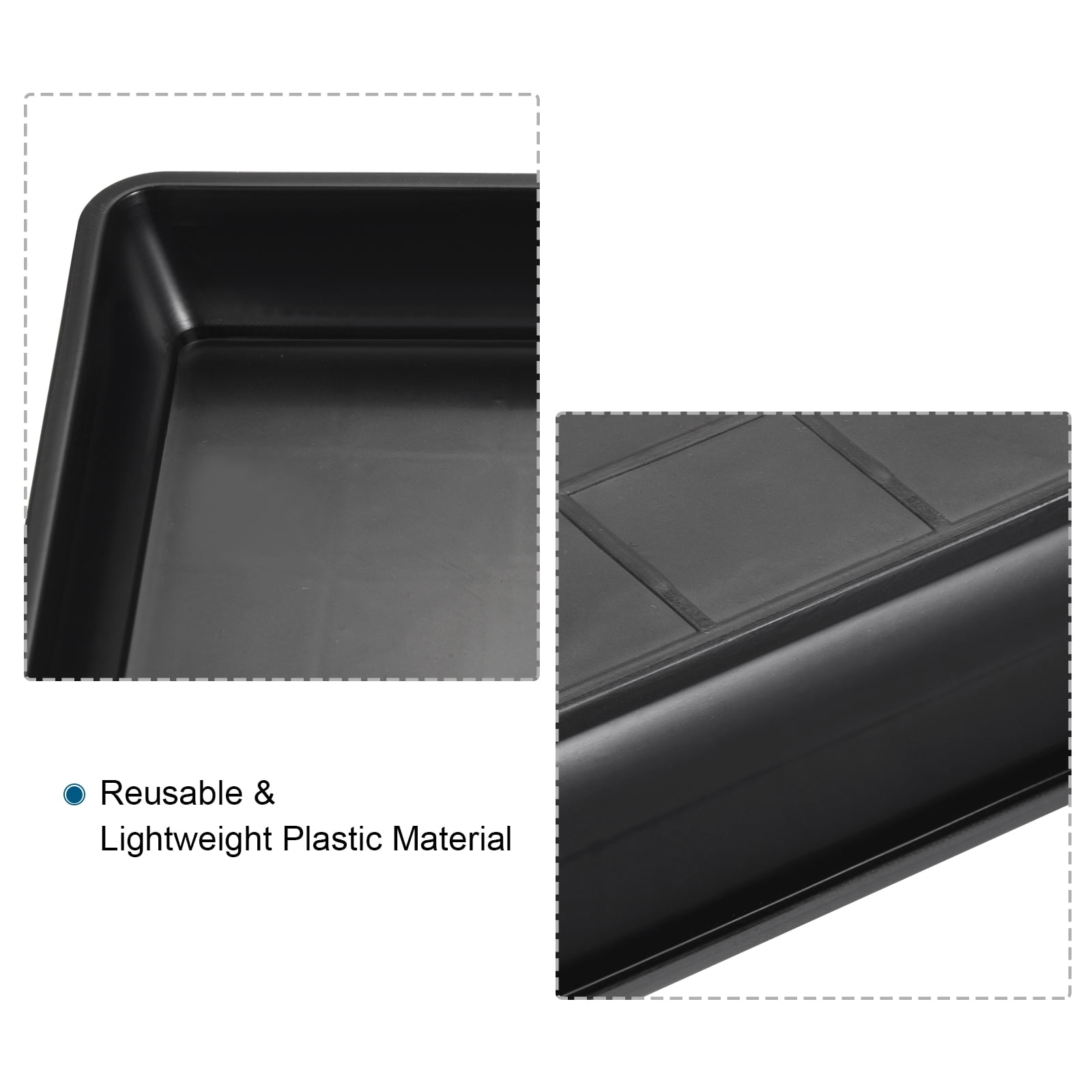 Unique Bargains Plastic Square Plant Saucer Flower Drip Tray 4pcs Black 7"