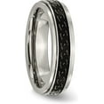 thumbnail image 5 of Chisel Titanium Polished Black Enamel Braid Design 6.2mm Ridged Edge Band - Ring Size 7.0, 5 of 8