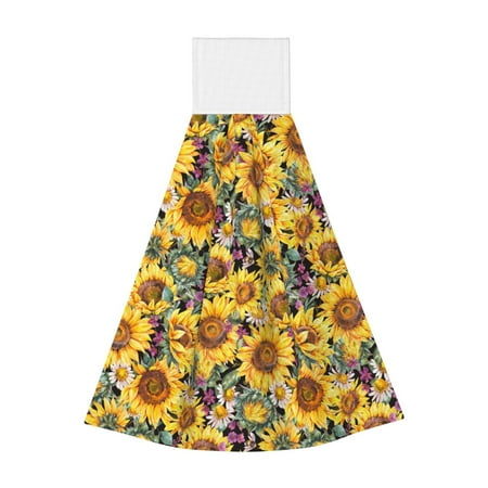 

Ocsxa Sunflowers Vintage for Hand Towels Hand Wipes with Velcro Soft and Fast Absorbent Hanging Towels Reusable Cleaning Cloth for Kitchen/Bathroom/Laundryroom 14x18In