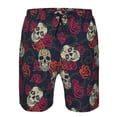thumbnail image 4 of Kdxio Roses Skulls Pattern Mens Casual Shorts - Drawstring Summer Beach Sports Shorts for Men, 4 of 9