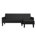DHP Hudson Small Space Sectional Sofa Futon, Black Faux Leather
