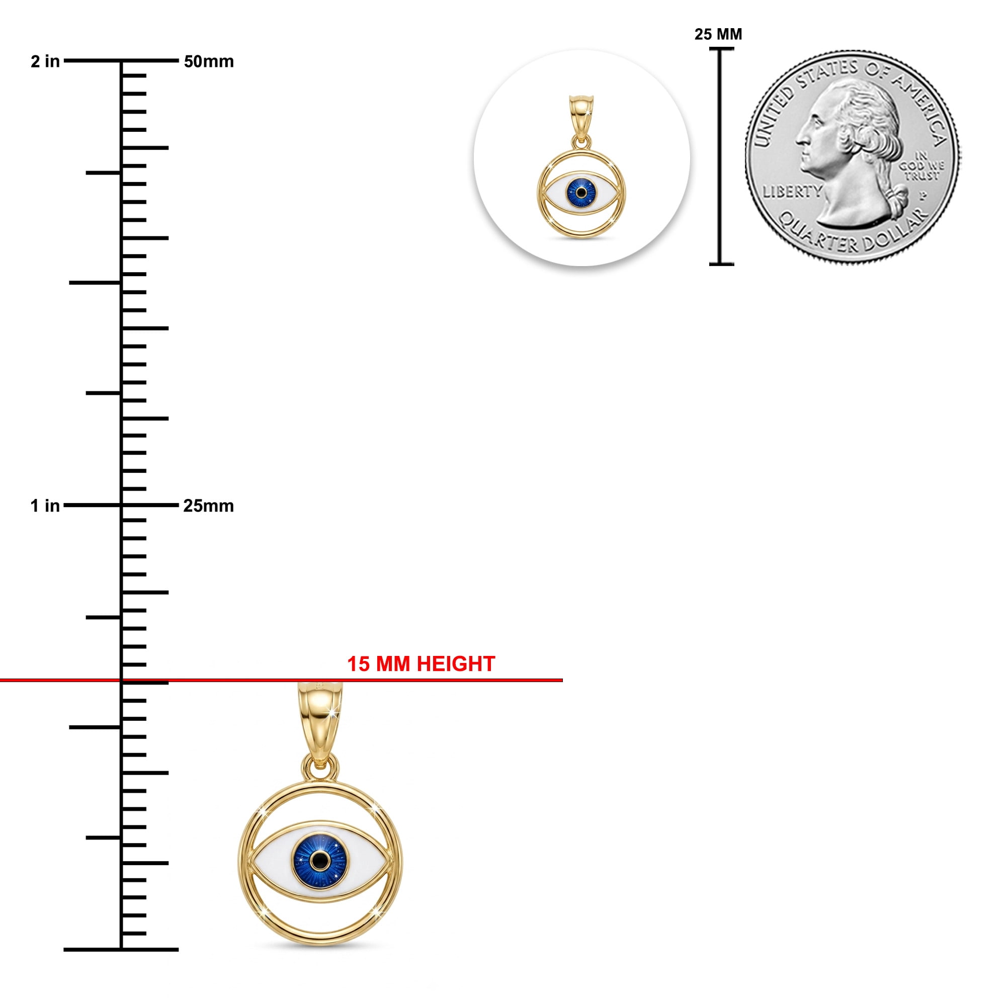 Charm America - Gold Evil Eye Charm - 10 Karat Solid Gold