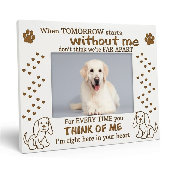 Darling Souvenir Made With Love Engraved Table Top Photo Frame Wooden When Tomorrow Starts Without Me Quotes White Picture Frame Gift For Brothers Day, 4x6 Inches Horizontal Photo Size