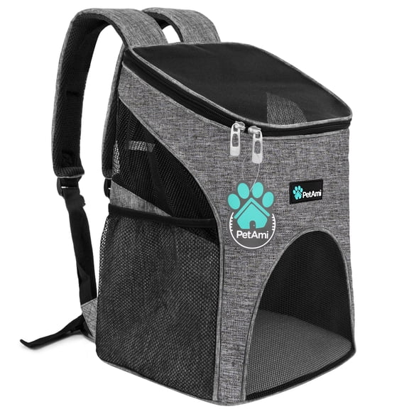 PetAmi Small Dogs and Cat Backpack Carrier, Airline Approved Pet Backpack Carrier, Ventilated, Safety Strap, Buckle Support Designed for Hiking Travel Camping Outdoor, Max 18 lbs (Heather Gray)