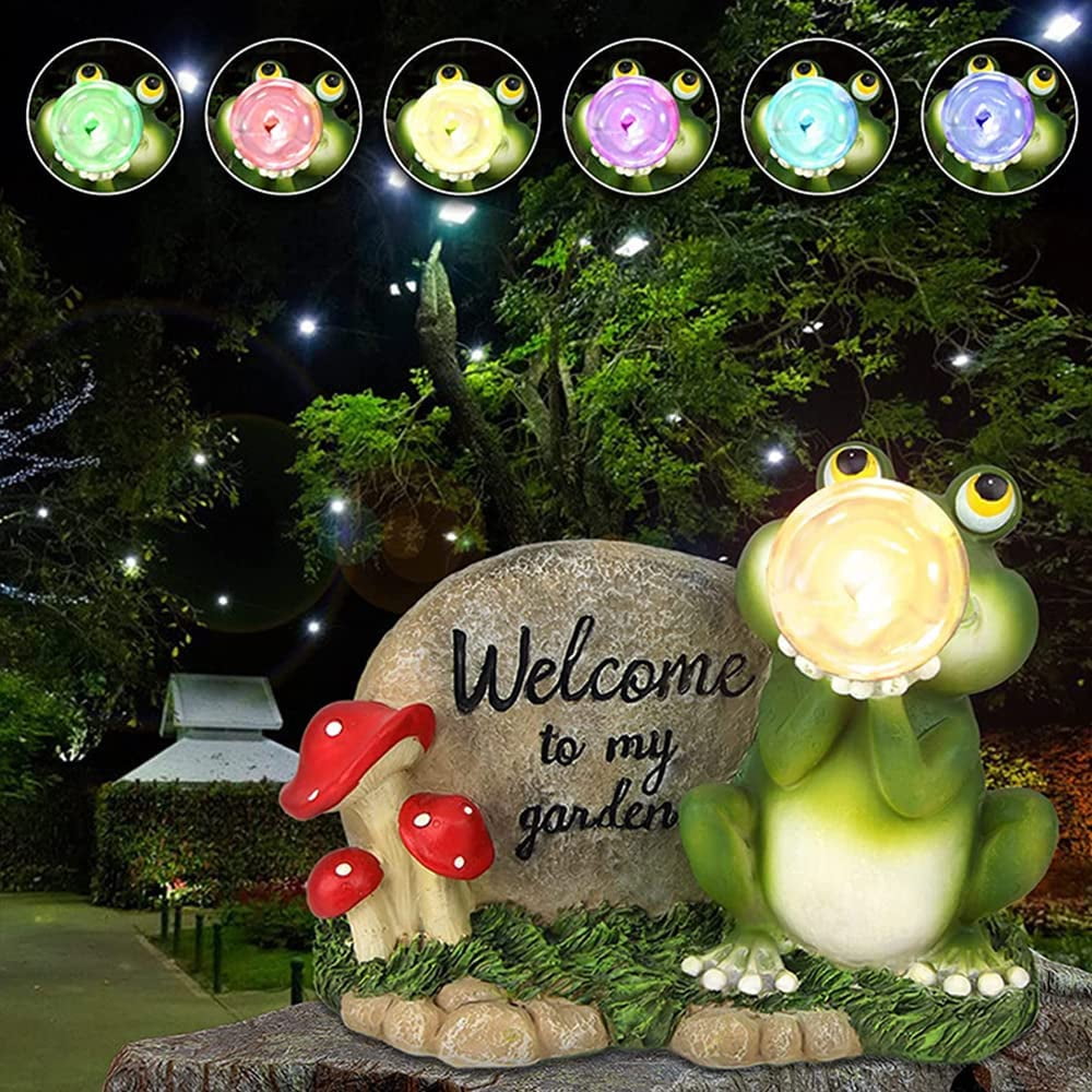 Solar Garden Statue Lights, Fairy Garden Light Frog Figurines Solar