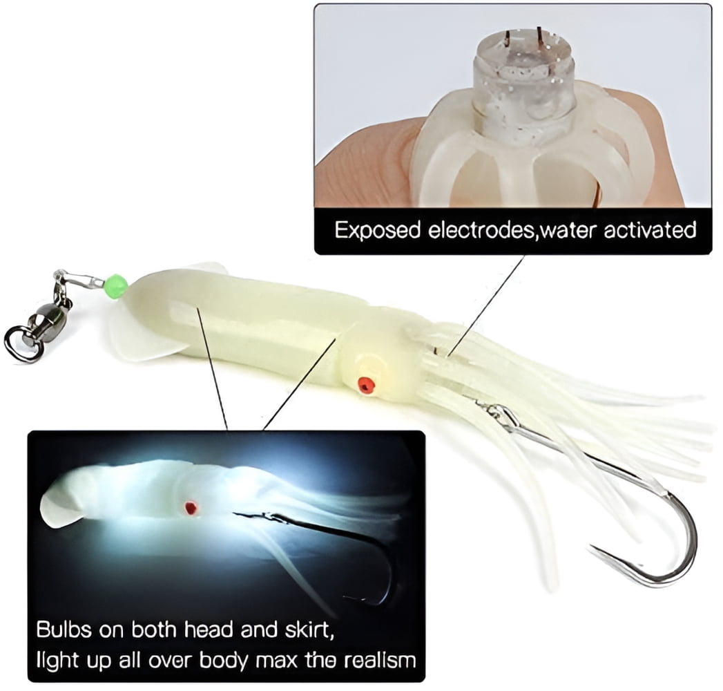Dr.Fish Flashers for Fishing Saltwater Fishing Lure Trolling Squid Surf Fishing Surfcasting 6" Deep Drop LED Light Mahi Tuna Salmon Wahoo Marlin Green