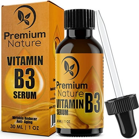 Vitamin B3 Facial Serum Moisturizing Face Cream Pore Tightener Wrinkle Reducer & Collagen Booster Antiaging for Dark Spots Breakouts Acne Fine Lines Age Spots 2.0 Limited Edition Premium Nature 1