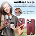 thumbnail image 6 of Dteck Magnetic Detachable Wallet Case for iPhone 16 Pro,Luxury Leather Card Slots Wallet Case Compatible with MagSafe Stand Wristband Design Cover for iPhone 16 Pro,Red, 6 of 7