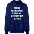 thumbnail image 2 of OXI Hoodie Sweatshirt - Do I Smell Popcorn, Basic Casual Hoodie for Men's and Women Fleece Hoodie Long Sleeve - Navy Blue 2X-Large, 2 of 3